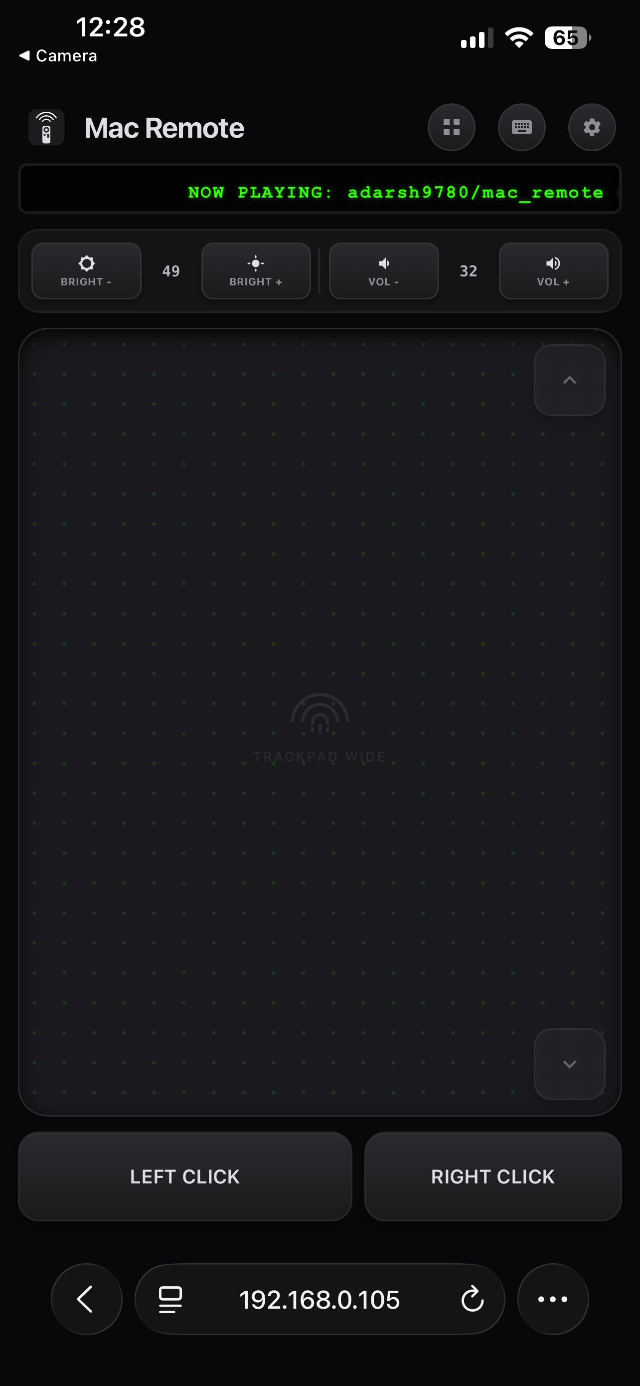 Brightness and Volume controls